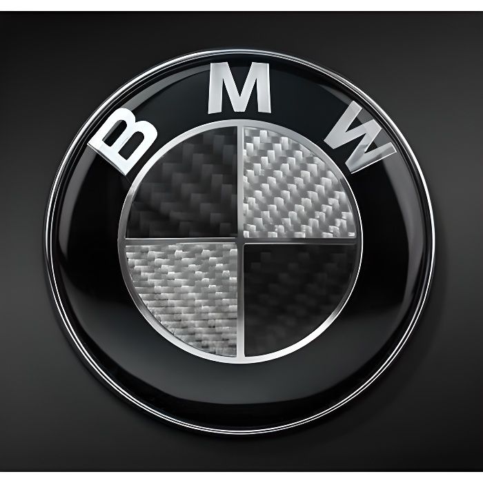 Logo Emblème BMW 82mm Réel Fibre de Carbone Capot / Coffre Noir Blanc Badge