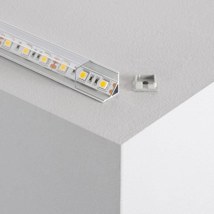 Profilé en Aluminium Carré 1m pour ruban LED A53-2 Transparent