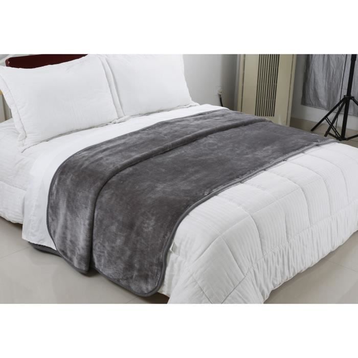 Plaid,couvre lit grise couverture en fausse fourrure de vison 200 x 240 cm haute qualité grand luxe