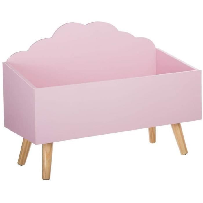 coffre à jouets meuble de rangement - forme nuage - coloris rose