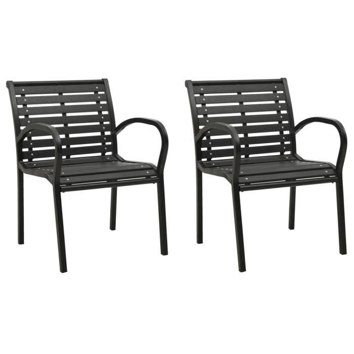 BINGO - 2 pcs Chaises de jardin Gris Bois - Chaise d'extérieur ,Chaise de terrasse ,Fauteuil de balcon-3779