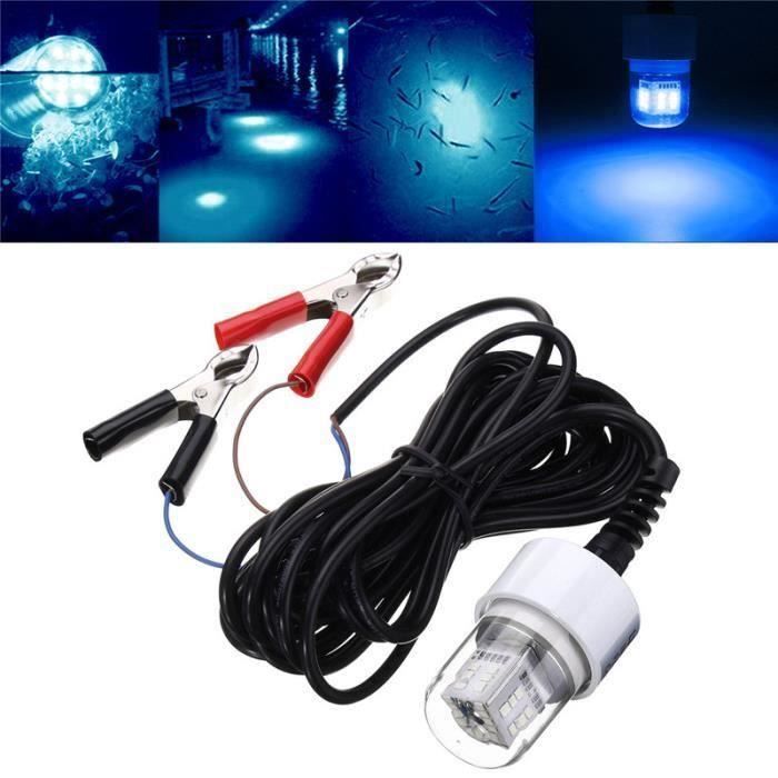 JIE 15W 36SMD Lampe de pêche sous-marin lumière nuit bateau submersible DC12V-24V BLEU