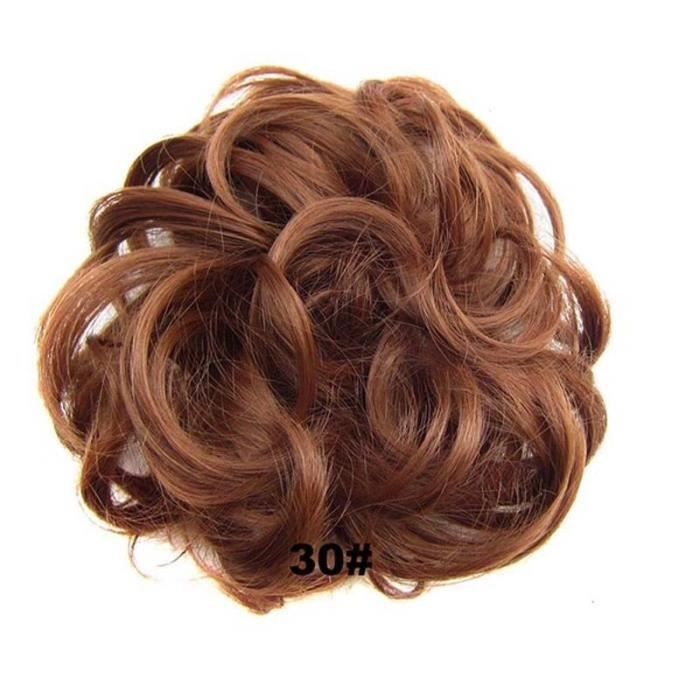 n ° 30 -Synthétique Flexible élastique femmes désordre cheveux Chignon brun noir blond bouclé Scrunchy Chignon postiche