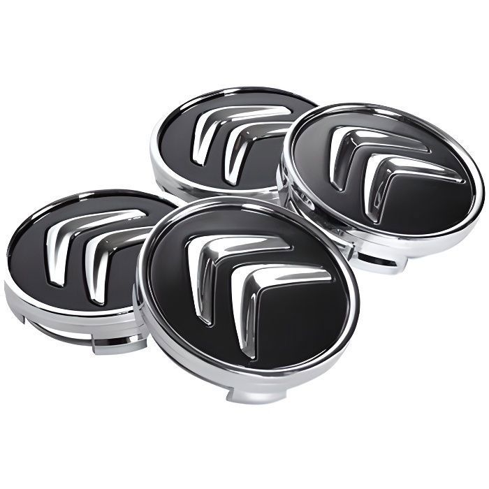 4 x Centre de roue Noir 60mm Citroen couvercle cache moyeu Jantes emblème Logo