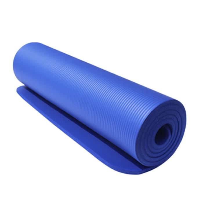 Tapis de Yoga Antidérapant Epais Durable Pour Pilates, Fitness et Entraînement avec Sangle de Transport Bleu 183X61X1cm