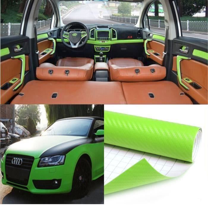 U Autocollant Voiture 3D Fibre de Carbone Adhesif Thermoformable 60*200cm Vert Bo24389