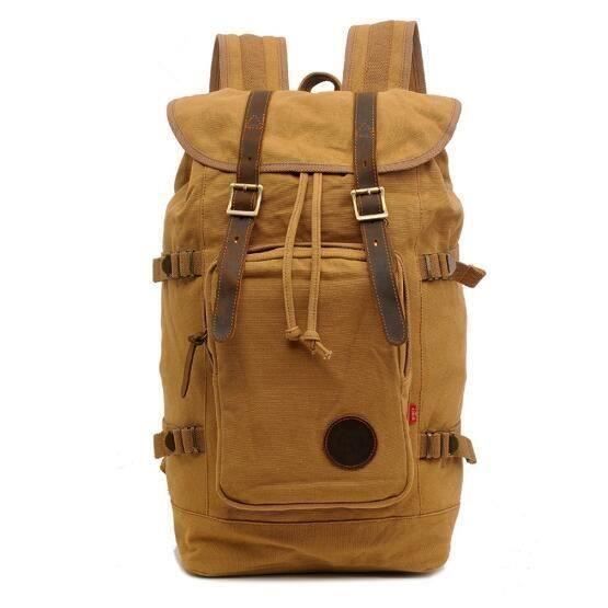 AUGUR Grande capacité Vintage Toile Style Militaire À Dos Sac À Dos Alpinisme Randonnée Sac À Dos Voyage Sac Homme sac