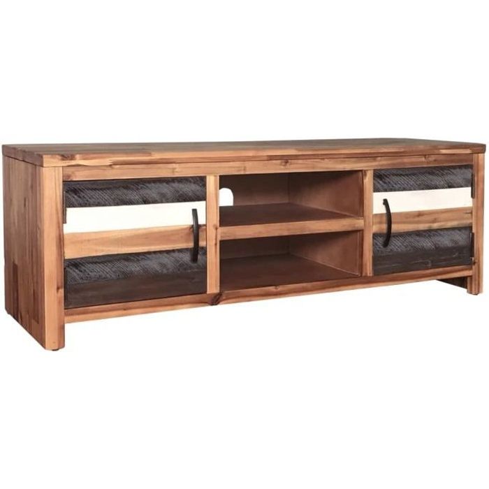 Meuble TV - Style Industriel - Bois de Manguier Massif - Meuble HiFi - Stable et Durable - 120 x 35 x 40 cm