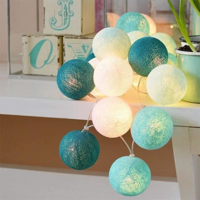 Guirlande Lumineuse Intérieur, Boule Lumineuse Décoration Maison Lumineuse Chambre (20 Boules de 5M, Bleu ) Piles ou Chargeur USB