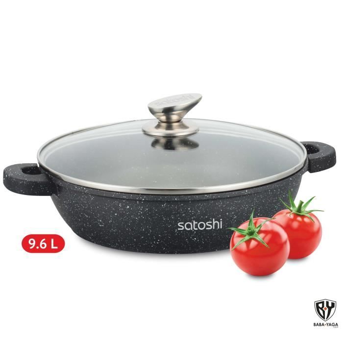 Sauteuse Marmitte Turbo Induction Marbre AntiAdhésif Avec 2 Poignées AntiChaleur 32 cm