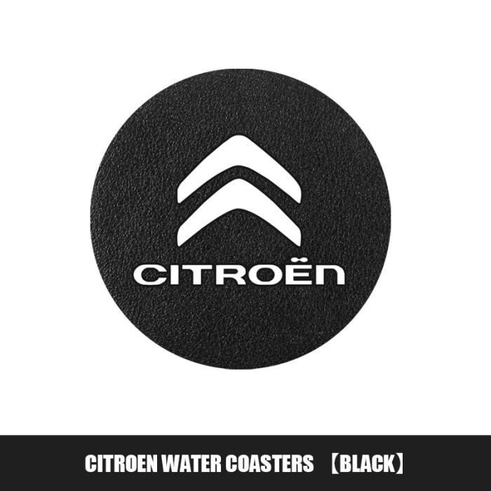 Tapis voiture,Tapis de voiture en cuir PU,emblème de voiture,accessoires pour citroën C1 C3 C4 C5 C6 Vts Xsara - Type Black