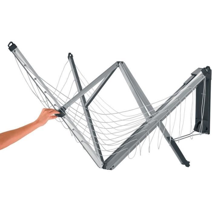 BRABANTIA Séchoir Wallfix avec housse - 24 m - Gris métallique