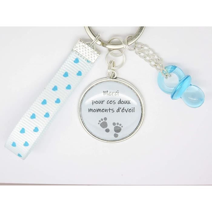 Porte Clé Personnalisable ou Bijou de Sac Ton Bleu Cadeau pour une Nounou, une Maman, une Maîtresse Cadeau Crèche