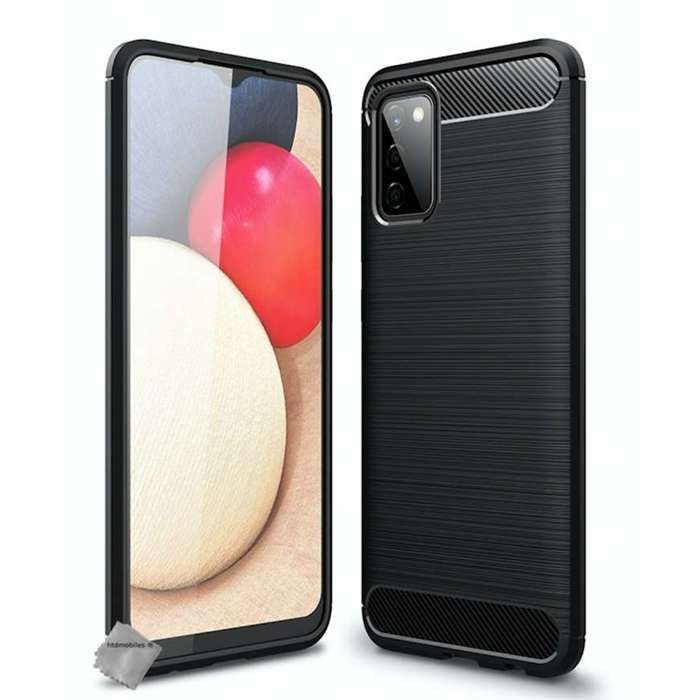 Coque silicone gel carbone pour Samsung Galaxy A03s + film ecran - NOIR