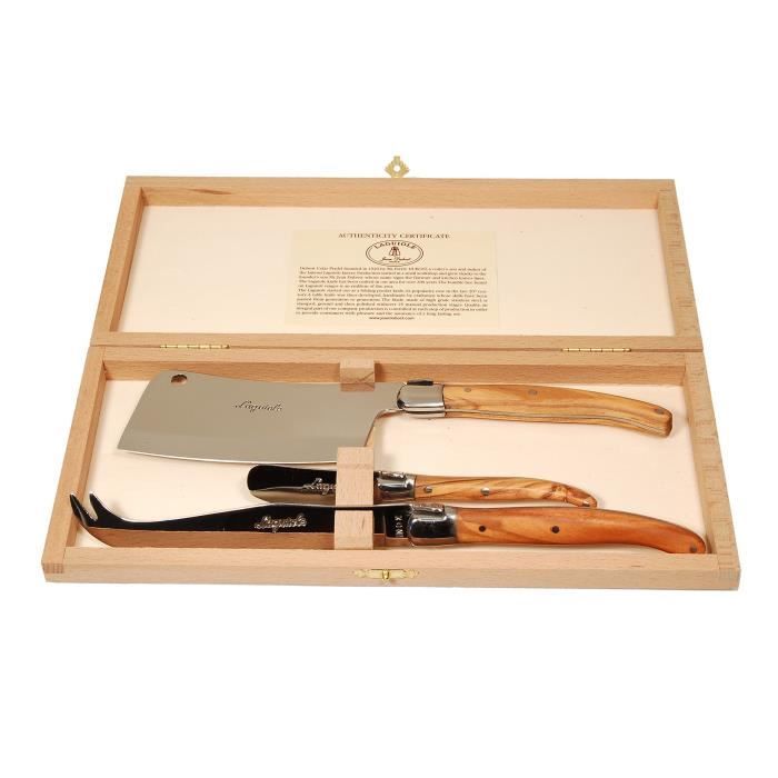 Laguiole Ménagère 3 couteaux à fromage Bois d'olivier