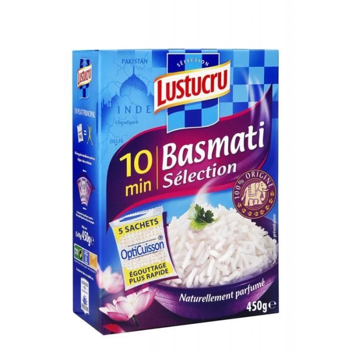 LUSTUCRU - Riz Parfumé Basmati Sélection 10Min Sachet Cuisson 450G - Lot De 4