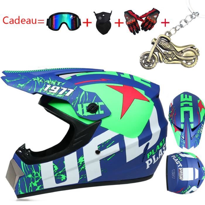 Casque Moto Enfant Casque de Marque Motocross Racing Armure complète Casque mat intégral Pleine Couverture Casque Hors-Route