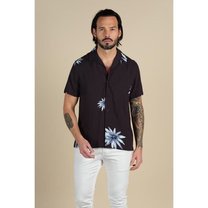 DEELUXE Chemise manches courtes en viscose ASTORIA Black