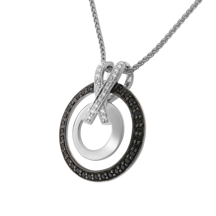 ORPHELIA-Collier avec pendentif pour Femmes en Argent sterling 925 Silver-Black-ZH-7095-2