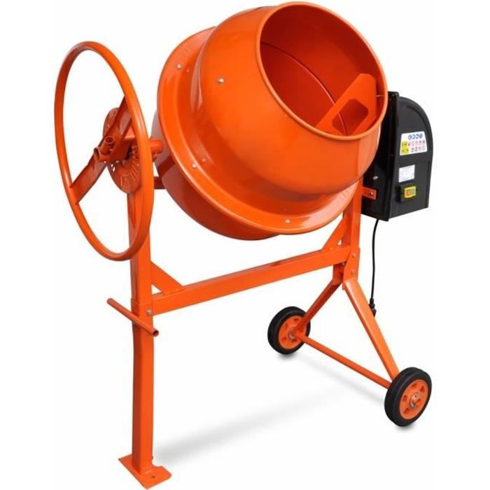 Haute qualité Bétonnière électrique en acier 140 L 650 W Orange
