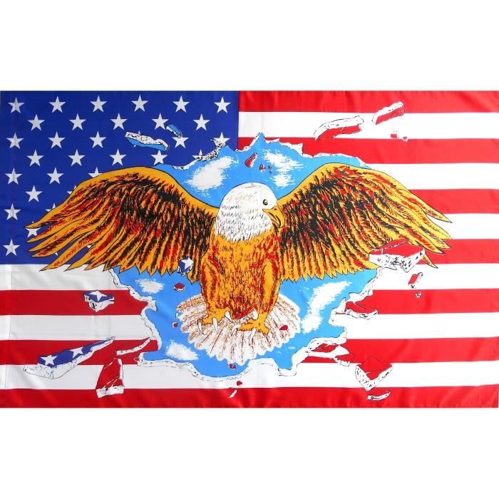 DRAPEAU ETATS UNIS USA 150 X 90 cm Aigle Américain Confédéré Sudiste Rebel Biker Motard Country...
