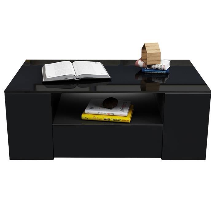 LEH Nouveau Table Basse de Salon Design rectangulaire Table de Salon Moderne avec Rangement 95 x 55 x 37 cm Noir