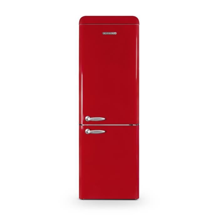 SCHNEIDER SCB300VR Réfrigérateur combiné inversé Vintage 300 litres (209 litres + 91 litres) - froid brassé - coloris rouge - A++