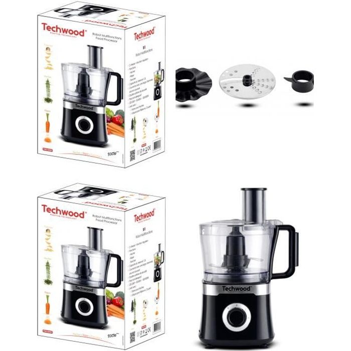 Robot Multifonctions 800W NOIR 2 vitesses + Fonctions: - Hacher - Râper - Trancher Fonction impulsion
