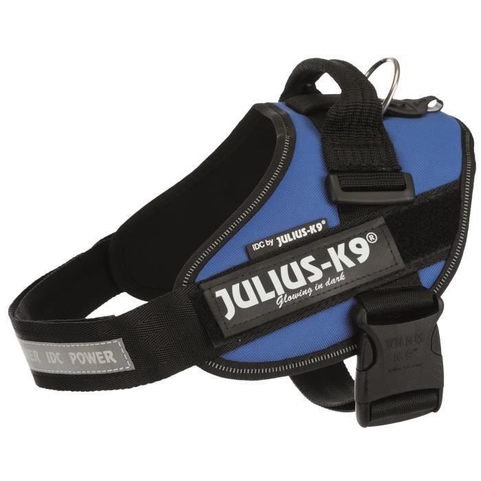 JULIUS K9 Harnais Power IDC 0–M–L : 58–76 cm - 40 mm - Bleu - Pour chien