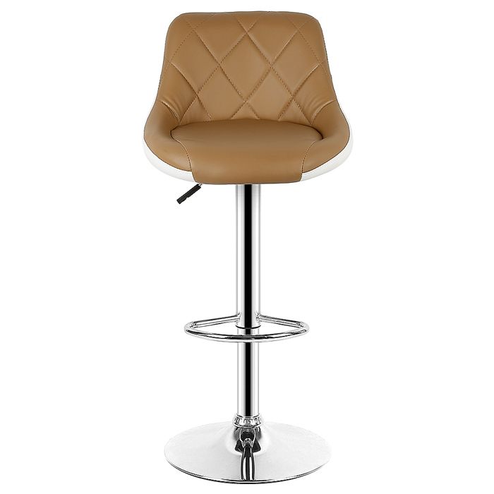 VARIVIDA Tabouret de Bar set de 2 en PU Réglable (brun+blanc)