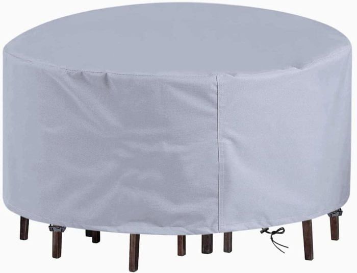 Housse Table Ronde Jardin 128x71 Cm – Bâche Imperméable 210D Oxford – Protection Anti-UV, Anti-Poussière & Etanche – Noir