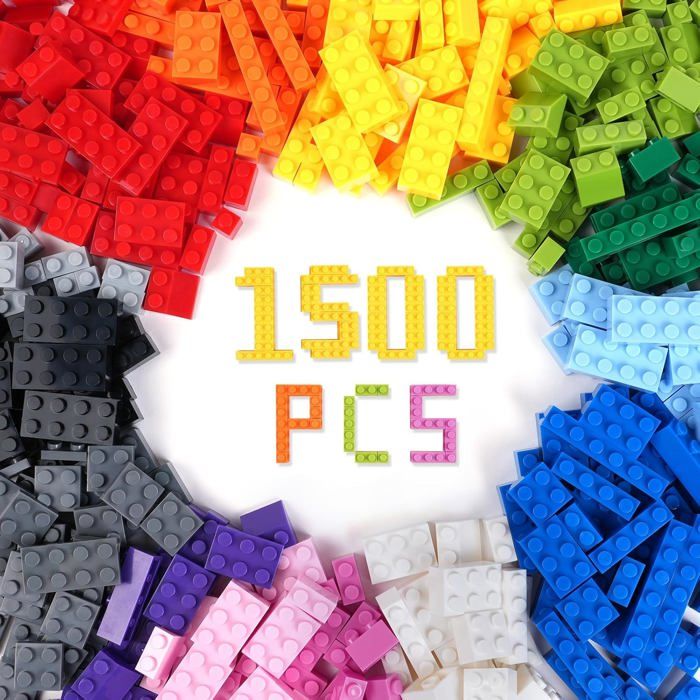 Lot De 50 Briques 1x2 - Compatibles - 34 Couleurs Au Choix (Blanc 713) - Qualité UE - Pour Créateurs
