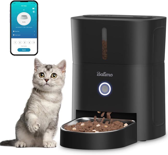 Meilleurs prix pour Distributeur Croquettes Chat Automatique,2.4G Wifi Distributeur Croquettes Chat,3L Distributeur De Croquettes Pour Chat,1-10 Repas