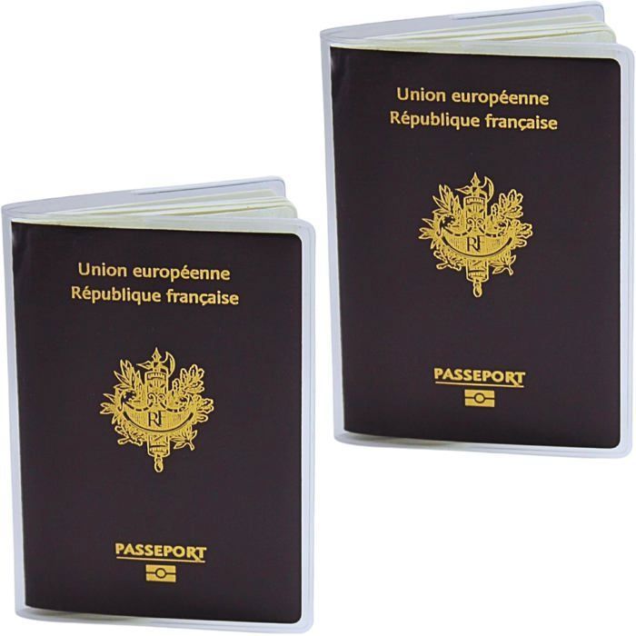 Lot De 2 étuis Pour Passeport, Passeport, En Cuir Synthétique étiquette De Bagage, Couverture De Passeport, Pour Cartes De Crédit, Carte D'identité Et Documents De Voyage, Bleu Brume Et Noir