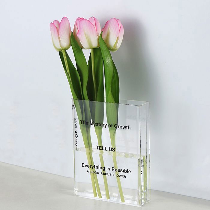 Vase Livre Acrylique Transparent 15x20cm - Décoration Table Fleurs Séchées