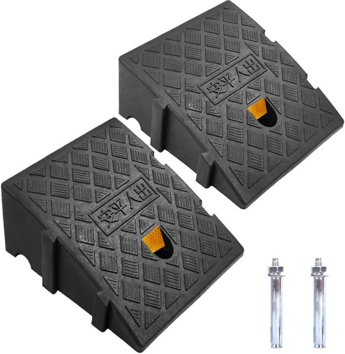 2 Rampes D'accès Plastique Antidérapantes 50x13x4 Cm - Pour Trottoir, Seuil, Voiture Ou Fauteuil Roulant
