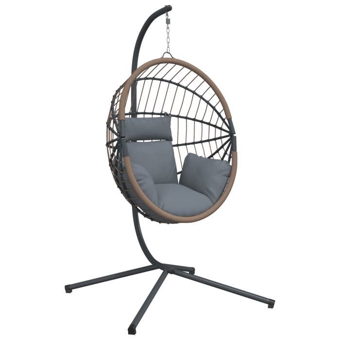 SOLDESiège de jardin - Chill - Chaise suspendue - forme dœuf et support gris clair rotin acier HOMEFR4327556