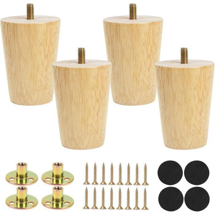 Pieds de Meuble en Bois Massif SIMEON 4pcs – DIY canapé, fauteuils- Style Moderne Nordique