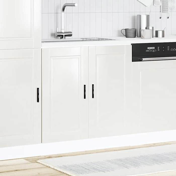 Armoire de cuisine - STAR - Meuble bas pour évier Porto - blanc brillant 80x46x815 cm LL633
