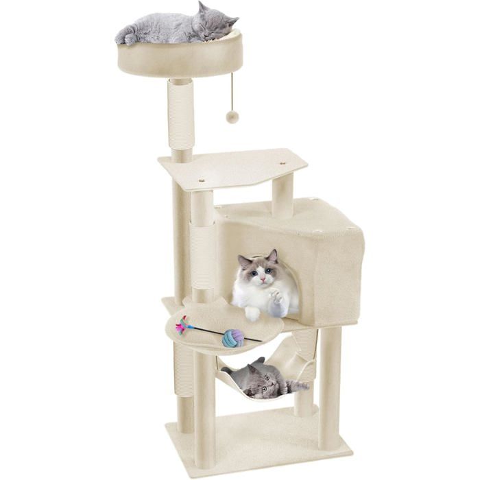 Comparer les prix de Arbre à chat - UISEBRT - K1266 - Beige - 555x39x134cm - Grotte et hamac inclus