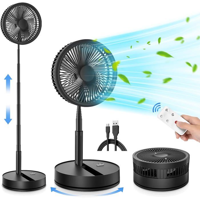 Ventilateur oscillant portable - ®RISINGFF - 9 pouces - Silencieux - 4 vitesses - Télécommande - Risingff
