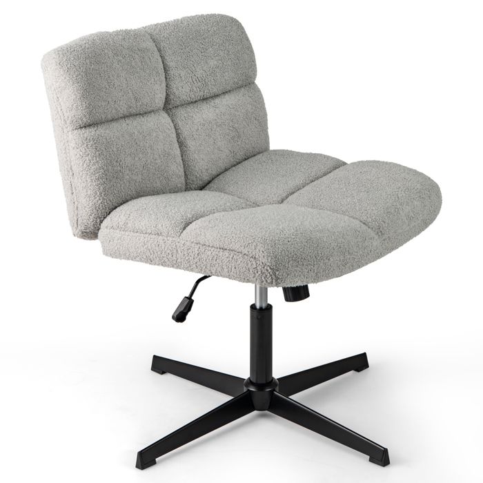 COSTWAY Chaise de Bureau à Hauteur dAssise Réglable 43-57 cm - Pivotante à 360° - Large et Rembourrée Gris