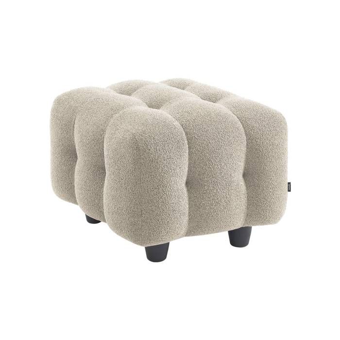 Pouf. module pour canapé. repose-pieds pour canapé 2 places en bouclette texturée beige L 69 x P 59 x H 48cm - Leon Pouf. module pour canapé. repose-pieds pour canapé 2 places en bouclette texturée beige L 69 x P 59 x H 48cm - Leon