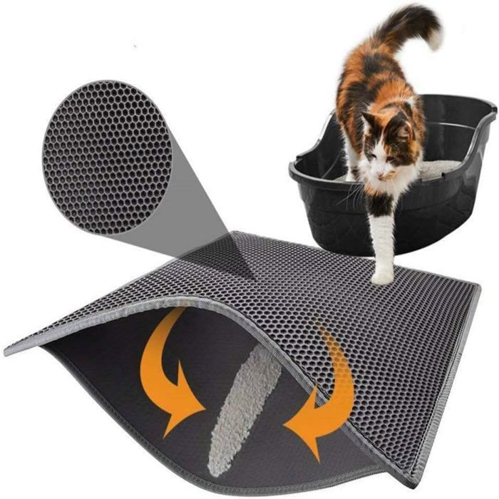 Tapis Litière Chat Bac à Litière pour Chats EVA Imperméable Double Couche en Nid dabeille Design 30x30cm YYV