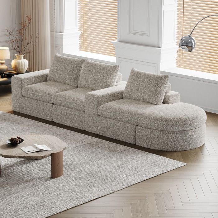 Canapé chenille avec fauteuil inclinable canapé en mousse compressée avec 3 coussins canapé modulaire L aucun assemblage requis Canapé chenille avec fauteuil inclinable canapé en mousse compressée avec 3 coussins canapé modulaire L aucun assemblage requis