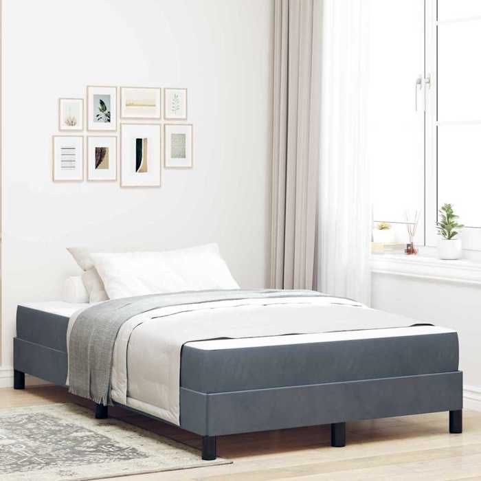 Lit boxspring avec matelas-Lit à ressorts-Sommier à ressorts de lit Gris foncé 120 x 200 cm Velours 311260