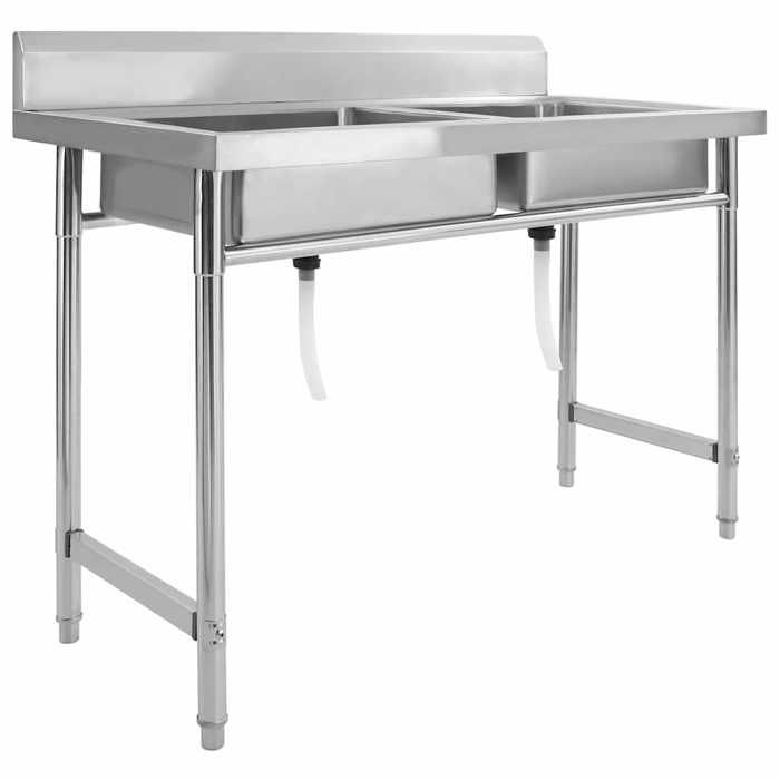 Évier de cuisine double - vidaXL - Acier inoxydable - 120x60x85 cm - Profondeur 20 cm - Argent - Lavabo double Évier de cuisine double - vidaXL - Acier inoxydable - 120x60x85 cm - Profondeur 20 cm - Argent - Lavabo double