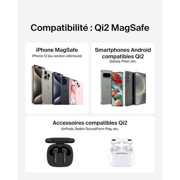 Belkin BoostCharge Pro Socle de recharge aimanté Qi2 - vue 10