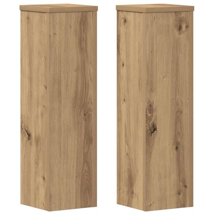 Supports pour plantes en bois d’ingénierie - vidaXL - 2 pièces - Chêne artisanal - Brute - 17x17x60 cm