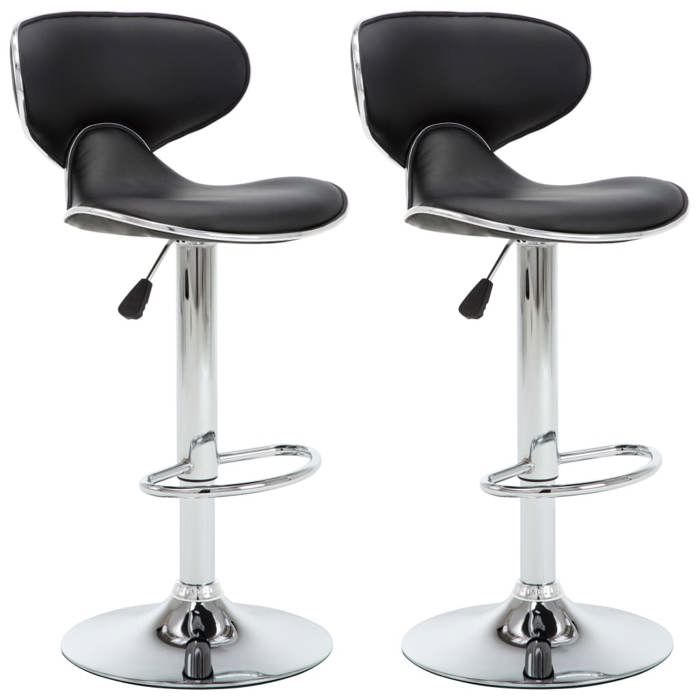 NEUF 2026 CHIC Chaises de bar SWEETY Tabourets HAUTE 2 pcs noir similicuir 50x46x(87-108) cm CCC1427